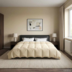 Edredom de verão simples creme 200 x 200 cm microfibra