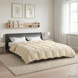 Edredom de verão simples creme 220 x 240 cm microfibra