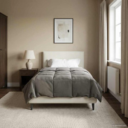 Duvet de ano inteiro cinzento-claro 140 x 220 cm microfibra