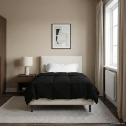 Duvet de ano inteiro colchonete preto 155 x 220 cm microfibra