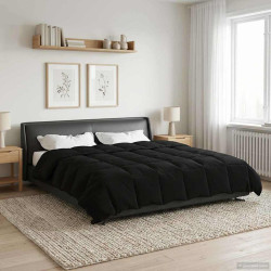 Duvet de ano inteiro colchonete preto 200 x 220 cm microfibra