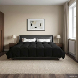 Duvet de ano inteiro 240 x 220 cm 4 estações preto respirável