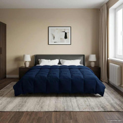 Duvet de ano inteiro azul escuro 200 x 240 cm microfibra