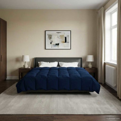 Duvet de ano inteiro azul escuro 200 x 220 cm microfibra