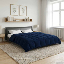 Duvet de ano inteiro azul escuro 220 x 260 cm microfibra