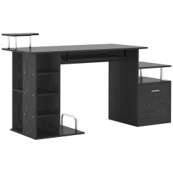 Secretária para escritório de madeira MDF 152x60x88 cm preto