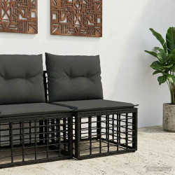 Unidade de sofá modular externo sem braços preto vime PE