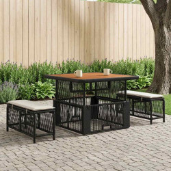 Conjunto de jantar para jardim 3 unid. bege e creme vime PE