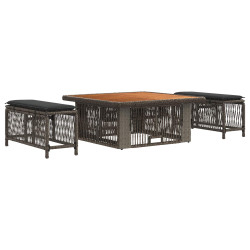 Conjunto de jantar para jardim 3 unid. cinza e cinza escuro