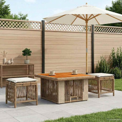 Conjunto de jantar para jardim 3 unid. bege e creme vime PE