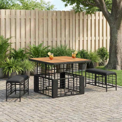 Conjunto de jantar para jardim 3 unid. preto e cinza