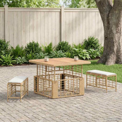Conjunto de jantar para jardim 3 unid. natural e branco