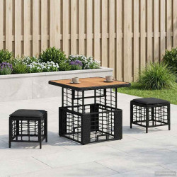 Conjunto de jantar para jardim 3 unid. preto e cinza