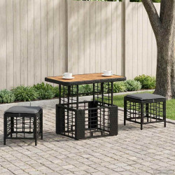 Conjunto de jantar para jardim 3 unid. preto e cinza