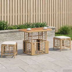 Conjunto de jantar para jardim 3 unid. natural e branco