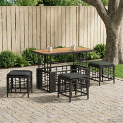 Conjunto de jantar para jardim 4 unid. preto e cinza