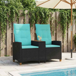 Banco reclinável com mesa preto e turquesa 126 x 65 x 112 cm