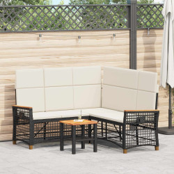 Conjunto de sofá reclinado para jardim preto e branco creme