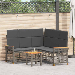 Conjunto de sofá reclinado para jardim cinza e cinza escuro
