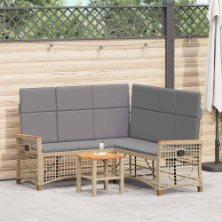 Conjunto de sofá reclinado para jardim bege e cinza claro