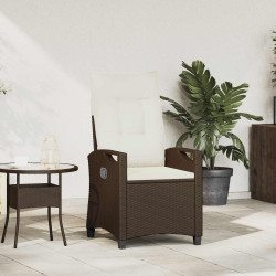 Cadeira de jardim reclinável marrom e creme 56 x 60 x 112 cm