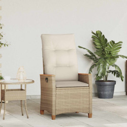 Cadeira de jardim reclinável bege e creme 64 x 57,5 x 112 cm