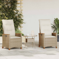 Cadeira de jardim reclinável bege e creme 64 x 57,5 x 112 cm
