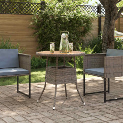 Mesa de jantar com armazenamento cinza e acácia 70 x 70 x 73 cm