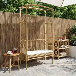 Arco de jardim com banco branco creme 115 x 50 x 205 cm bambu